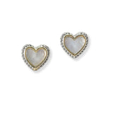 101075, 14K GOLD PLATED, DESIGNER INSPIRED CUBIC ZIRCONIA HEART STUD EARRING