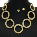 101079, TEXTURED MULTI ROUND METAL NECKLACE