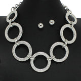 101079, TEXTURED MULTI ROUND METAL NECKLACE