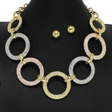 101079, TEXTURED MULTI ROUND METAL NECKLACE