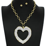 101081, HEART CRYSTAL RHINESTONE NECKLACE