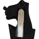 101091, CRYSTAL RHINESTONE LONG TASSEL EARRING