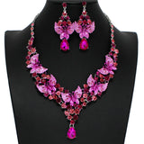 101102, BUTTERFLY RHINESTONE NECKLACE SET