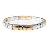 101104, GEOMETRIC TEXTURED METAL STRETCH BRACELET