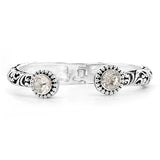 101109, ROUND RHINESTONE ACCENT FILIGREE OPEN CUFF BRACELET