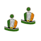 101114, SAINT PATRICK'S DAY HAT SEED BEADED EARRING