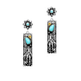 101117, WESTERN HORSE RECTANGLE DANGLE EARRING