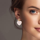 101144, SEMI PRECIOUS STONE HEART DANGLE EARRING