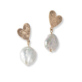 101146, HEART ACCENT FRESHWATER PEARL DANGLE EARRING