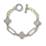 101160, 14K GOLD PLATED, CLOVER DESIGNER INSPIRED TOGGLE BRACELET