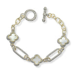 101160, 14K GOLD PLATED, CLOVER DESIGNER INSPIRED TOGGLE BRACELET