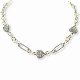 101162, 14K GOLD PLATED, HEART CUBIC ZIRCONIA DESIGNER INSPIRED NECKLACE