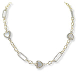 101162, 14K GOLD PLATED, HEART CUBIC ZIRCONIA DESIGNER INSPIRED NECKLACE