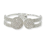 101172, ROUND CRYSTAL RHINESTONE CENTER OPEN BRACELET