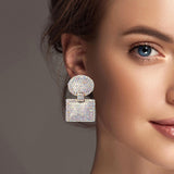 101191, GEOMETRIC CRYSTAL RHINESTONE EARRING
