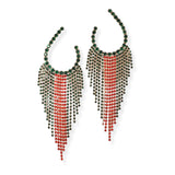 101197, CRYSTAL RHINESTONE TASSEL DROP EARRING