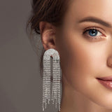 101203, CRYSTAL RHINESTONE TASSEL DROP EARRING