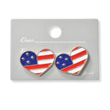 101207, HEART AMERICAN FLAG ENAMEL STUD EARRING