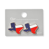 101207, TEXAS MAP AMERICAN FLAG ENAMEL STUD EARRING