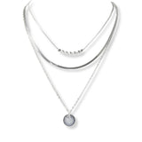101222, ROUND CHARM MULTI LAYERED NECKLACE