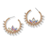 101230, PEARL STUDDED RHINESTONE ACCENT HOOP EARRING
