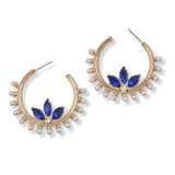 101230, PEARL STUDDED RHINESTONE ACCENT HOOP EARRING