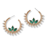 101230, PEARL STUDDED RHINESTONE ACCENT HOOP EARRING