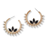 101230, PEARL STUDDED RHINESTONE ACCENT HOOP EARRING