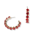 101231, SQUARE RHINESTONE ACCENT HOOP EARRING