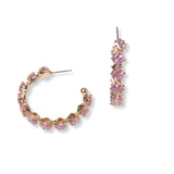 101231, SQUARE RHINESTONE ACCENT HOOP EARRING