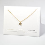 101242, 14K GOLD DIPPED, DAINTY CRESCENT MOON CUBIC ZIRCONIA CHARM NECKLACE