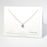 101242, 14K GOLD DIPPED, DAINTY CRESCENT MOON CUBIC ZIRCONIA CHARM NECKLACE