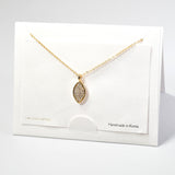 101243, 14K GOLD DIPPED, DAINTY MARQUISE CUBIC ZIRCONIA CHARM NECKLACE