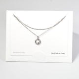 101245, 14K GOLD DIPPED, DAINTY CLOVER CUBIC ZIRCONIA CHARM DOUBLE LAYERED NECKLACE