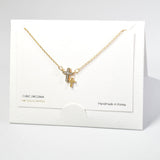 101246, RHODIUM PLATED, DAINTY CROSS CUBIC ZIRCONIA NECKLACE