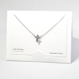 101246, RHODIUM PLATED, DAINTY CROSS CUBIC ZIRCONIA NECKLACE