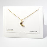 101249, 14K GOLD DIPPED, DAINTY CRESCENT MOON CUBIC ZIRCONIA CHARM NECKLACE