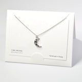 101249, 14K GOLD DIPPED, DAINTY CRESCENT MOON CUBIC ZIRCONIA CHARM NECKLACE