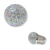 101259, ROUND BALL CRYSTAL RHINESTONE STRETCH RING