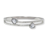 101264, HEART CUBIC ZIRCONIA ACCENT STAINLESS STEEL OPEN BRACELET