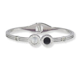 101266, ROUND ROMAN NUMERAL ACCENT STAINLESS STEEL OPEN BRACELET