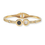 101266, ROUND ROMAN NUMERAL ACCENT STAINLESS STEEL OPEN BRACELET