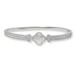 101269, CLOVER DESIGNER INSPIRED CUBIC ZIRCONIA STAINLESS STEEL BRACELET