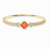 101269, CLOVER DESIGNER INSPIRED CUBIC ZIRCONIA STAINLESS STEEL BRACELET