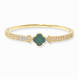 101269, CLOVER DESIGNER INSPIRED CUBIC ZIRCONIA STAINLESS STEEL BRACELET