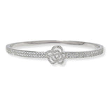 101270, ROSE FLOWER CUBIC ZIRCONIA STAINLESS STEEL OPEN BRACELET