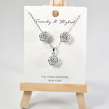 101271, ROSE FLOWER STAINLESS STEEL PENDANT NECKLACE SET