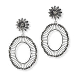 101276, FLOWER ACCENT GEOMETRIC DANGLE EARRING