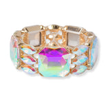 101278, RECTANGLE GEOMETRIC RHINESTONE STRETCH BRACELET