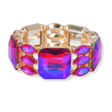 101278, RECTANGLE GEOMETRIC RHINESTONE STRETCH BRACELET